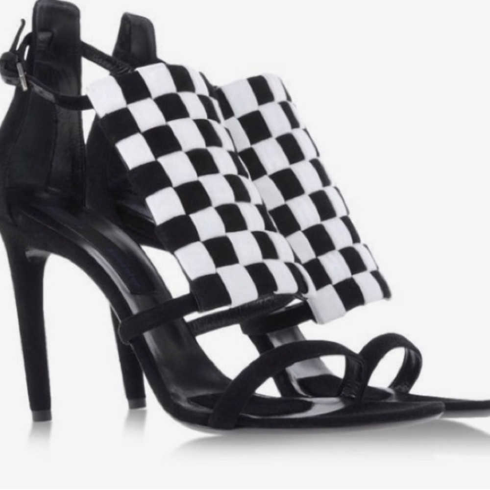 Proenza Schouler black suede checkerboard pumps 39